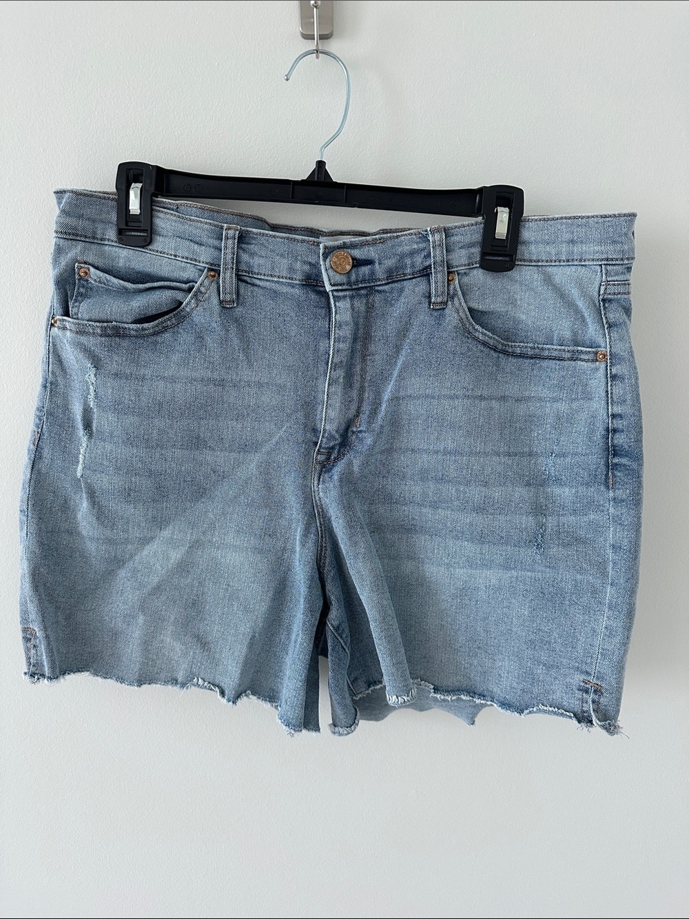 Nicole Miller Light Blue Distressed Denim Shorts